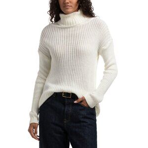VENTI Ivory Made In Italy Ribbed Turtleneck Sweater